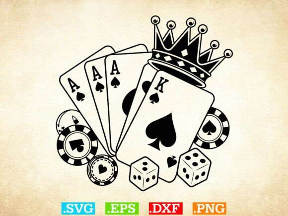 Download Poker Cards Crown Svg, Royal Flush Svg - Premium Resources