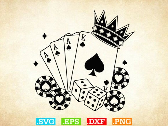 Download Poker Cards Crown Svg, Royal Flush Svg - Premium Resources